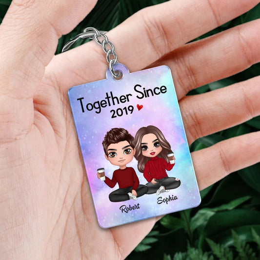 Couple Sitting Together Keychain