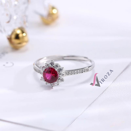 Ruby And Diamond Ring 925 Silver