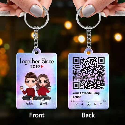 Couple Sitting Together Keychain