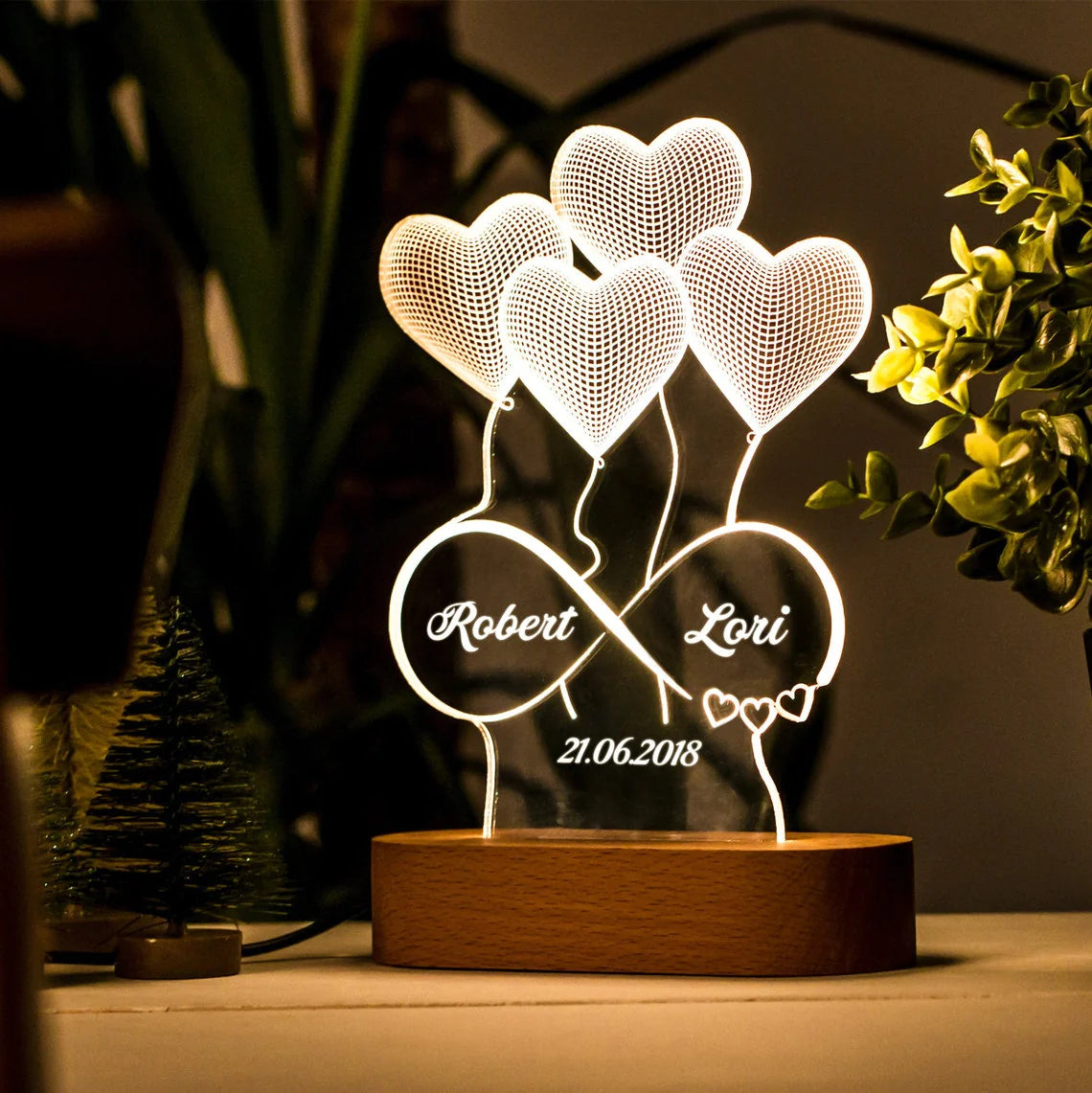Personalized 3D Printed Heart Lamp