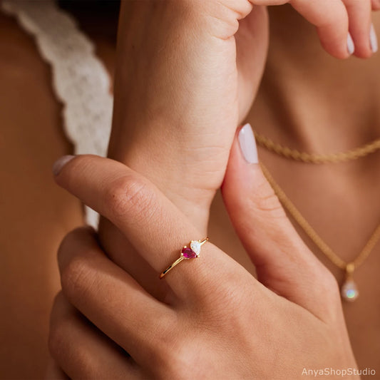 Heart Birthstone Ring