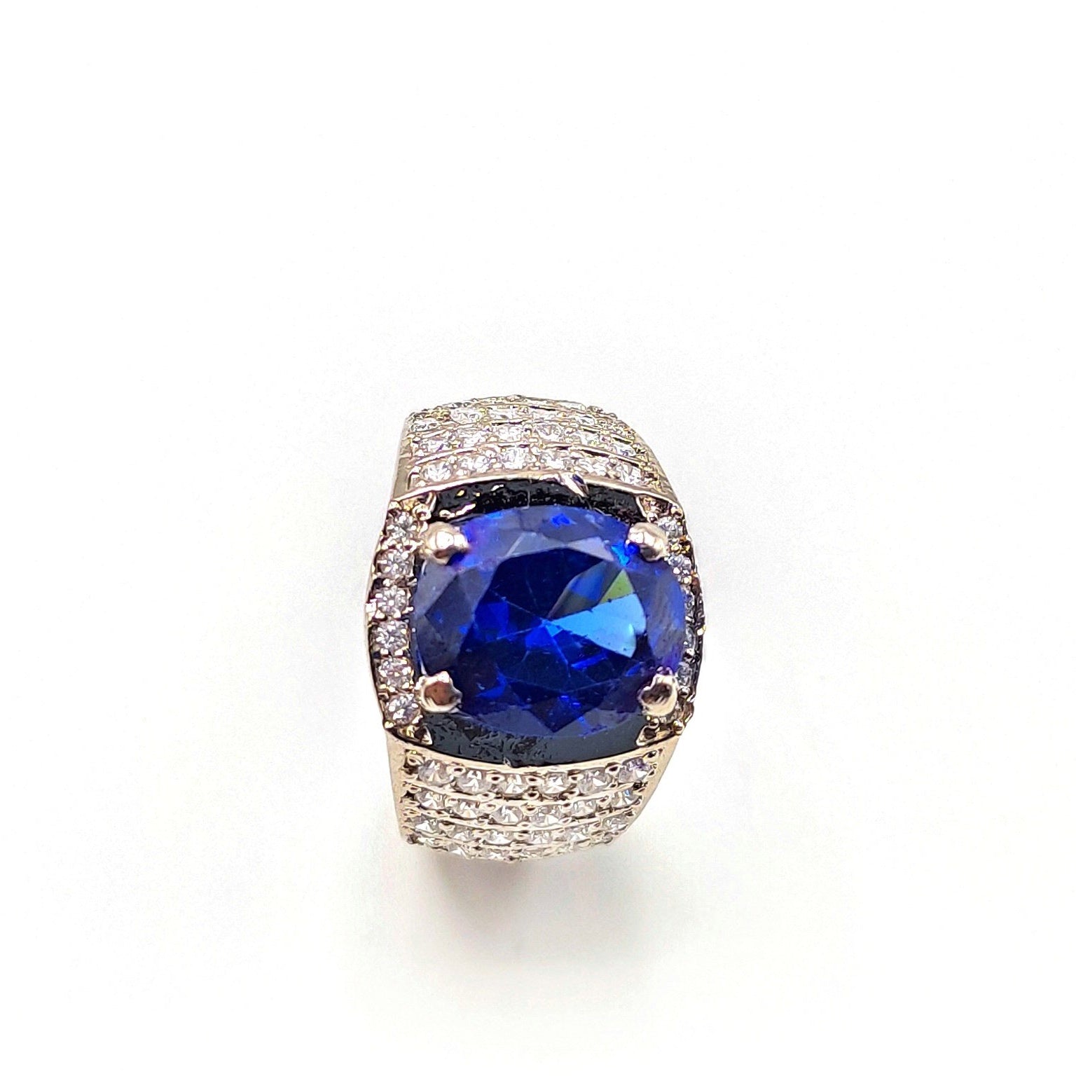 Filigree Blue Zircon Ring 925 Silver
