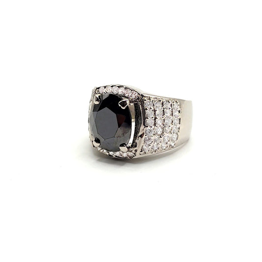 Filigree Black Zircon Ring 925 Silver
