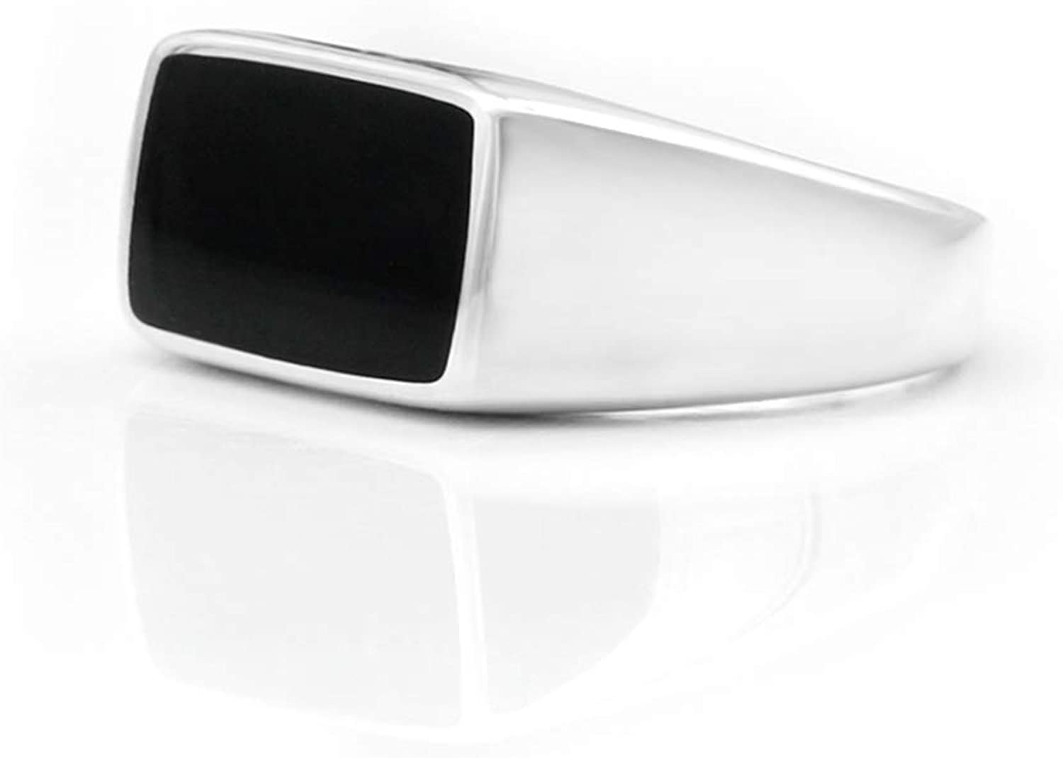 Turkish Men's Silver Black Enamel Ring