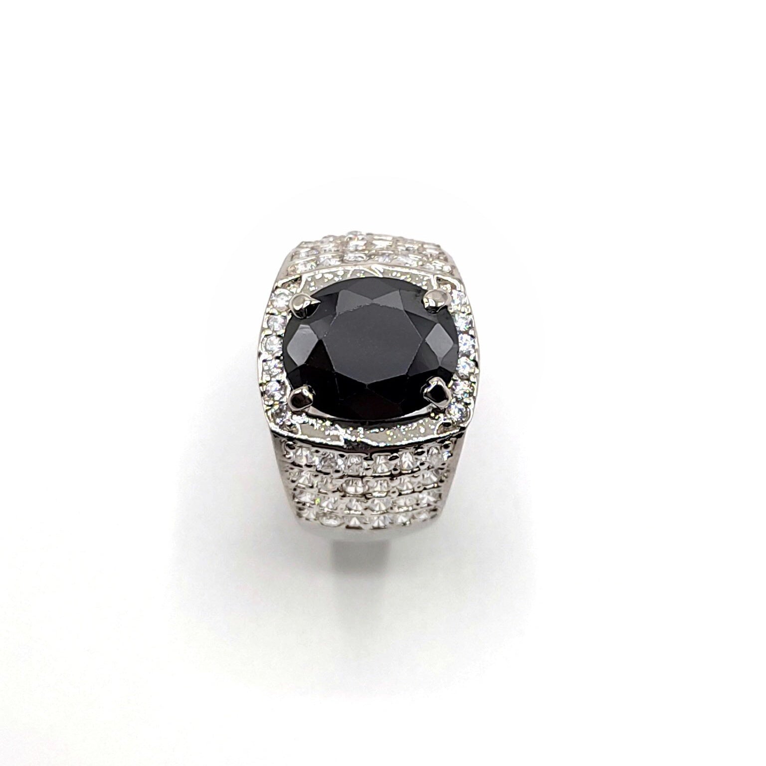 Filigree Black Zircon Ring 925 Silver