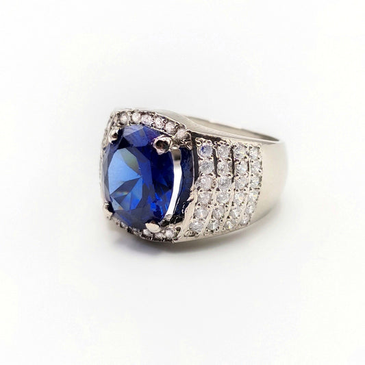 Filigree Blue Zircon Ring 925 Silver