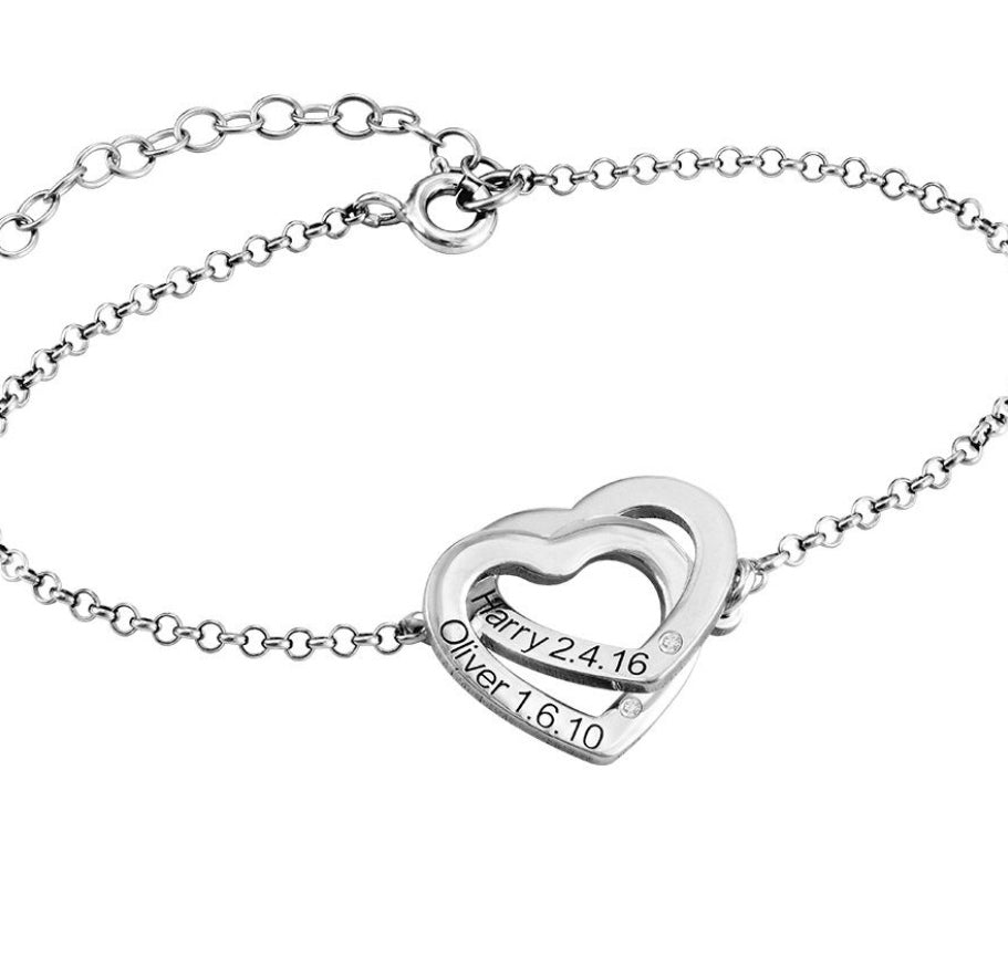 Interlocking Adjustable Hearts Bracelet